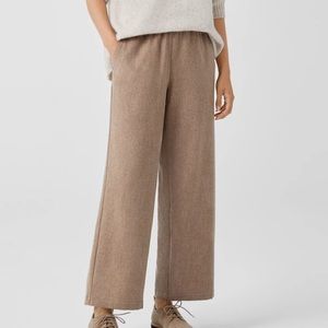 Eileen Fisher Soft Wool Flannel Straight Pant in Barley Sz Large